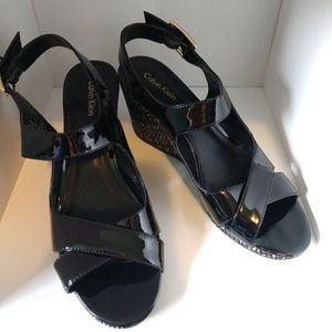 👡👡Size 8 CALVIN KLEIN Black Wedge Dress Shoes